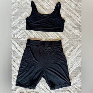 JLUXLABEL Black Crop Top and Shorts Ensemble